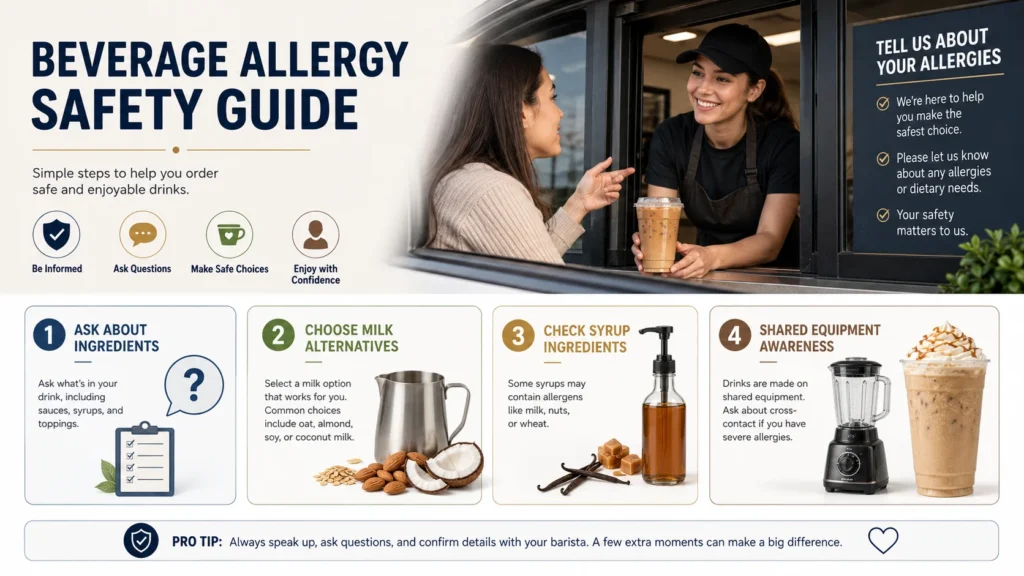 Safe ordering tips for customers with food allergies at 7 Brew