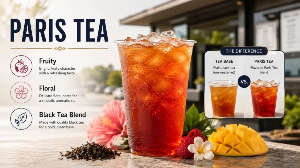Paris Tea at 7 Brew described as a fruity floral black tea blend