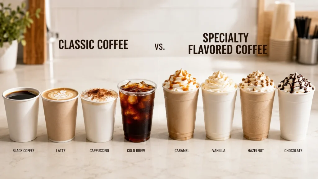 7 Brew classic coffee and flavored original drinks comparison