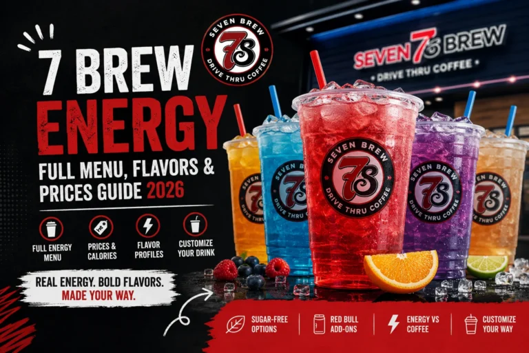7 Brew Energy drinks with flavors, prices and customization options 2026