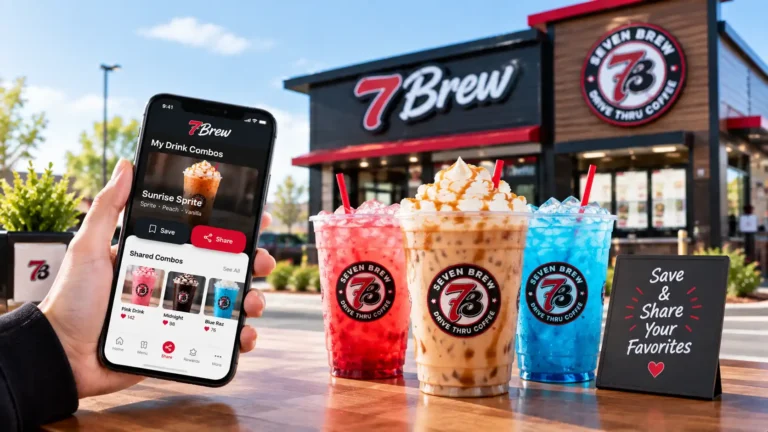 7 Brew app drink sharing feature with custom drink combos and 7 Brew beverages