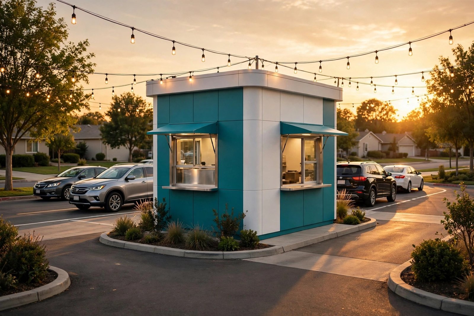 7 Brew drive-thru coffee stand with two lanes