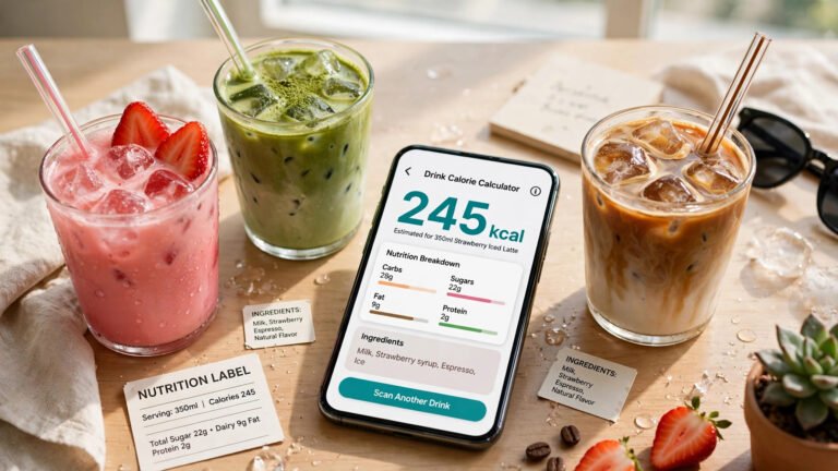 7 Brew drink nutrition calculator estimating calories on a smartphone